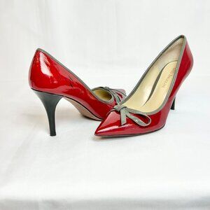 Enzo Angiolini Shoes Womens Patent Leather Pointed Toe Bow Pumps Red Size US 6.5